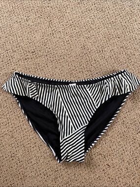 No Boundaries Black and White Striped Swim Bottoms